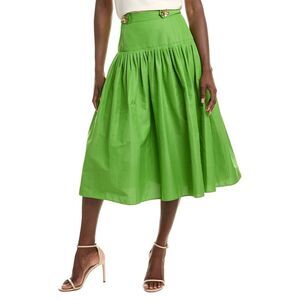 Oscar De La Renta Womens  Silk-Blend A-Line Skirt, Green